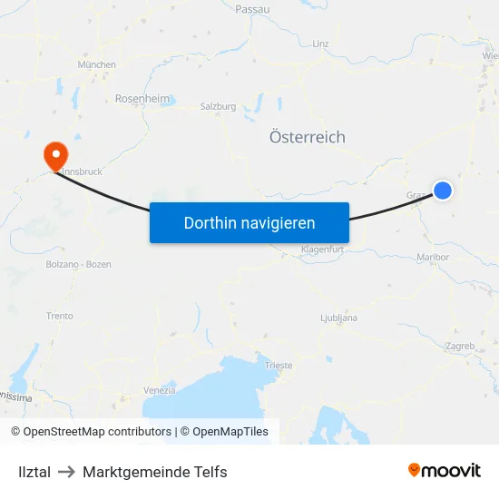 Ilztal to Marktgemeinde Telfs map