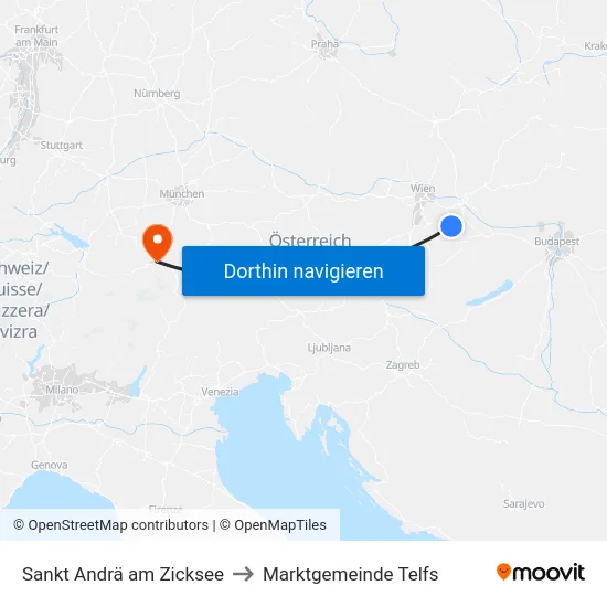 Sankt Andrä am Zicksee to Marktgemeinde Telfs map