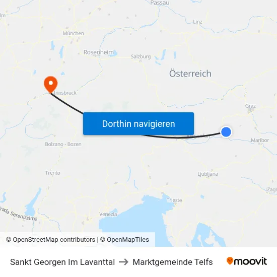 Sankt Georgen Im Lavanttal to Marktgemeinde Telfs map