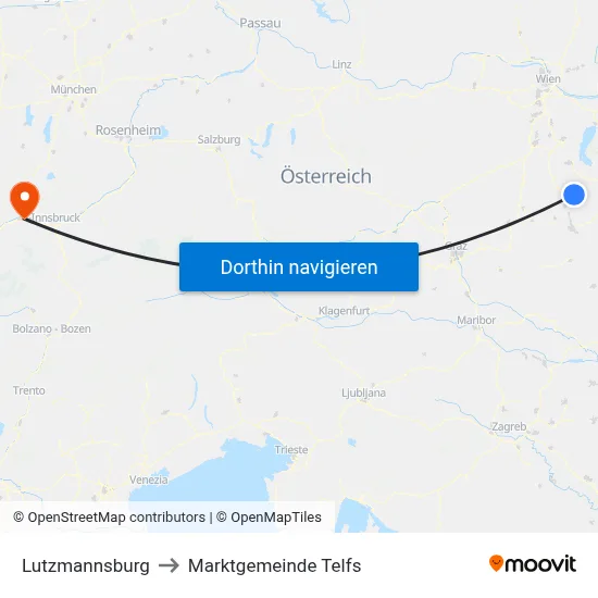 Lutzmannsburg to Marktgemeinde Telfs map