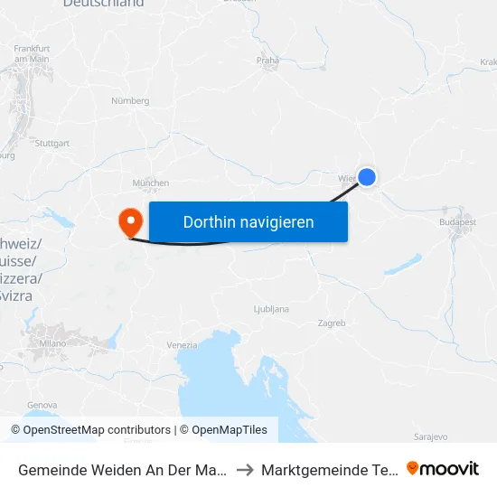 Gemeinde Weiden An Der March to Marktgemeinde Telfs map