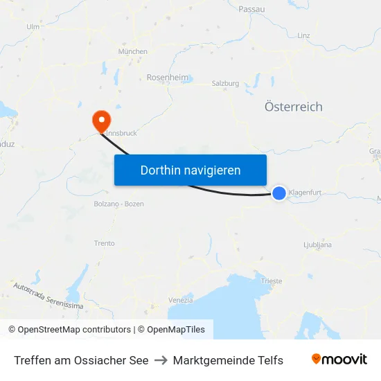 Treffen am Ossiacher See to Marktgemeinde Telfs map