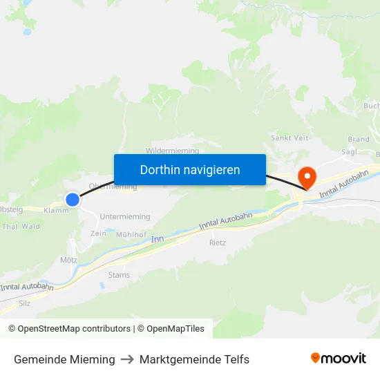 Gemeinde Mieming to Marktgemeinde Telfs map