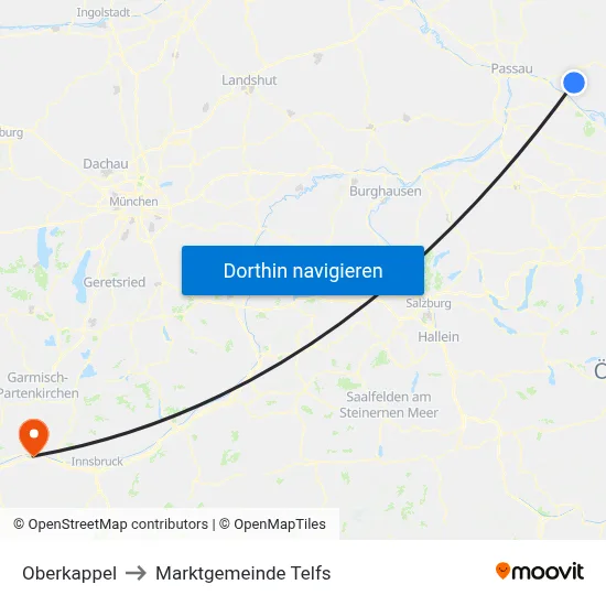 Oberkappel to Marktgemeinde Telfs map