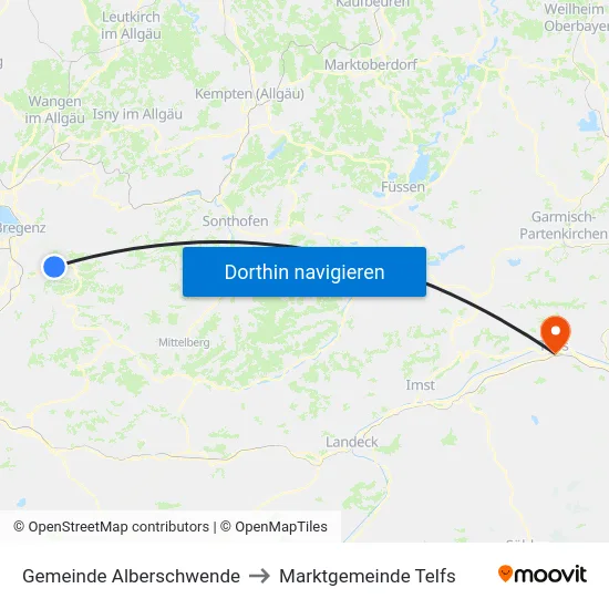 Gemeinde Alberschwende to Marktgemeinde Telfs map