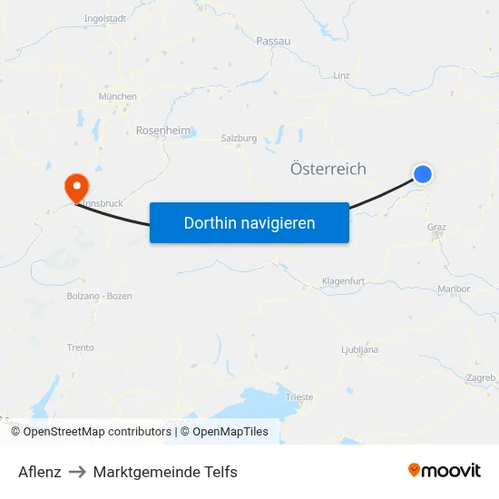 Aflenz to Marktgemeinde Telfs map