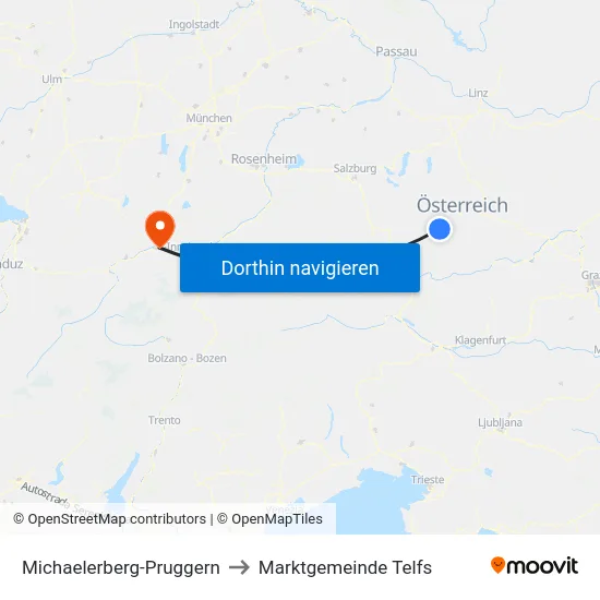 Michaelerberg-Pruggern to Marktgemeinde Telfs map