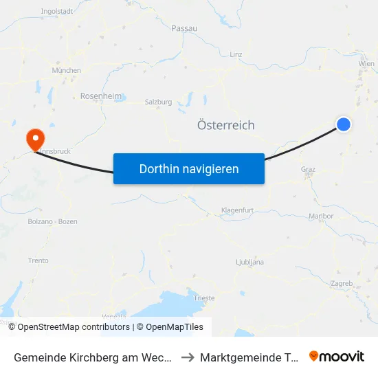 Gemeinde Kirchberg am Wechsel to Marktgemeinde Telfs map