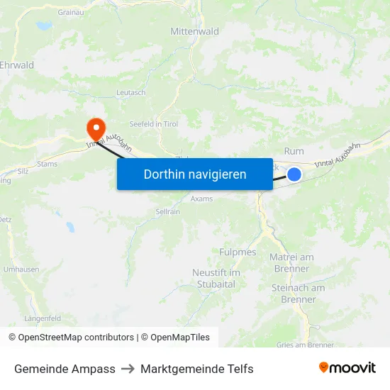 Gemeinde Ampass to Marktgemeinde Telfs map