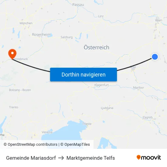 Gemeinde Mariasdorf to Marktgemeinde Telfs map