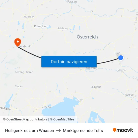 Heiligenkreuz am Waasen to Marktgemeinde Telfs map