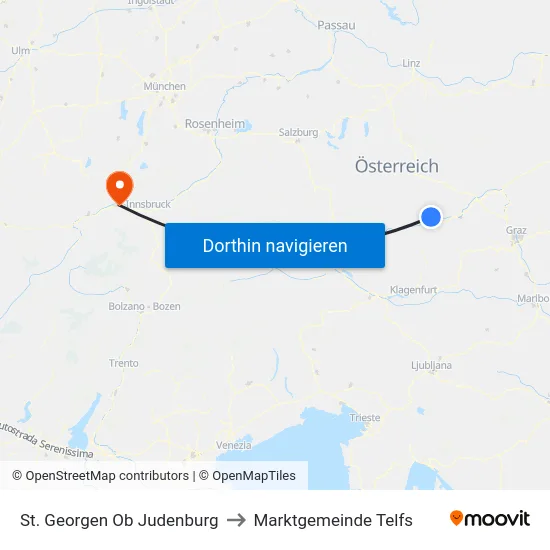St. Georgen Ob Judenburg to Marktgemeinde Telfs map