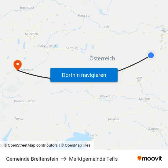 Gemeinde Breitenstein to Marktgemeinde Telfs map