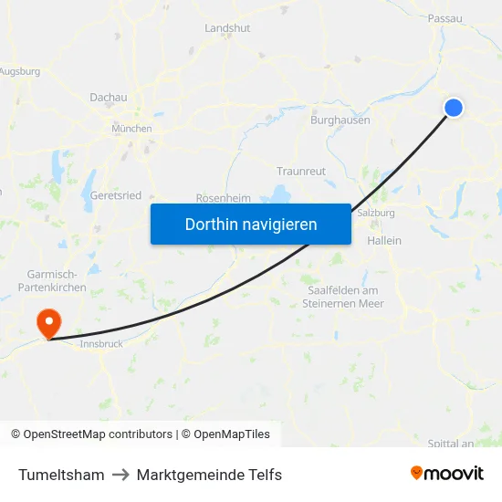 Tumeltsham to Marktgemeinde Telfs map