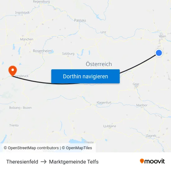 Theresienfeld to Marktgemeinde Telfs map
