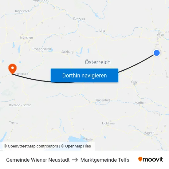 Gemeinde Wiener Neustadt to Marktgemeinde Telfs map