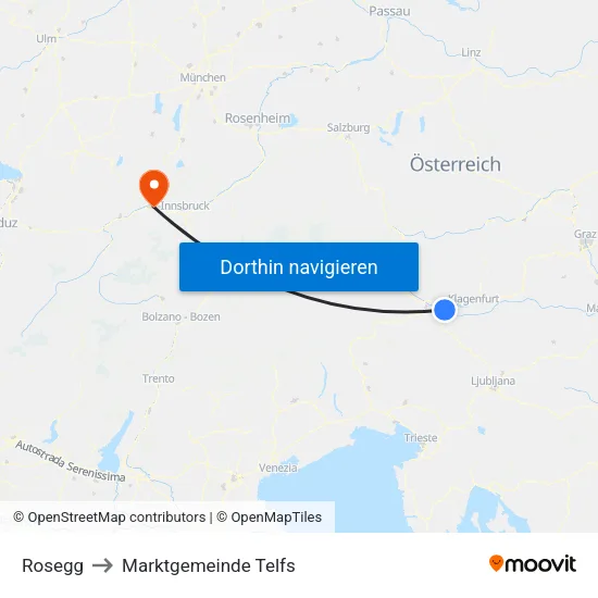 Rosegg to Marktgemeinde Telfs map