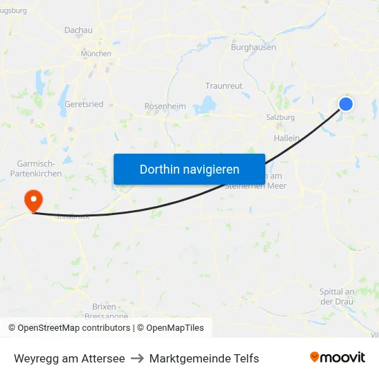 Weyregg am Attersee to Marktgemeinde Telfs map