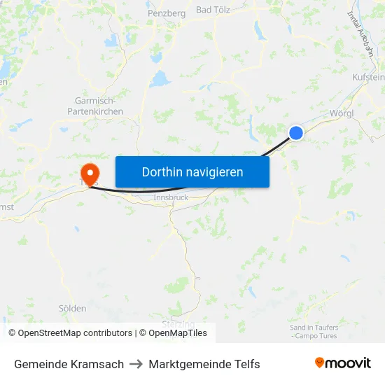 Gemeinde Kramsach to Marktgemeinde Telfs map