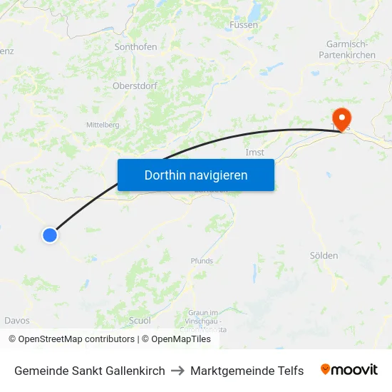 Gemeinde Sankt Gallenkirch to Marktgemeinde Telfs map