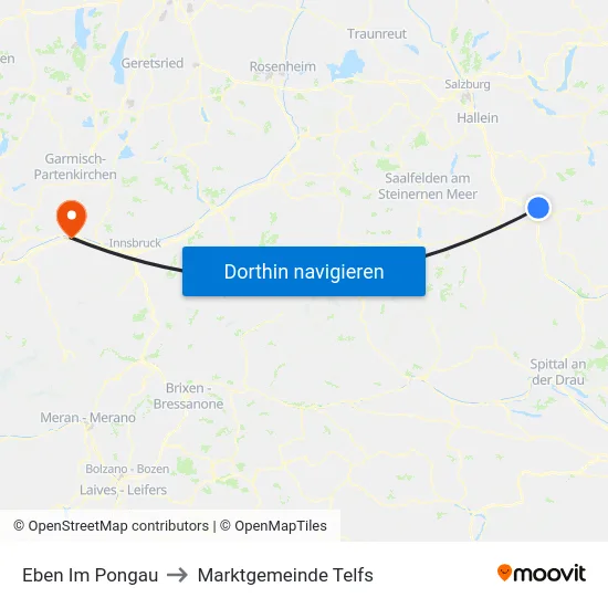 Eben Im Pongau to Marktgemeinde Telfs map