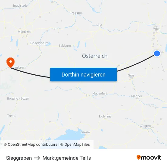 Sieggraben to Marktgemeinde Telfs map