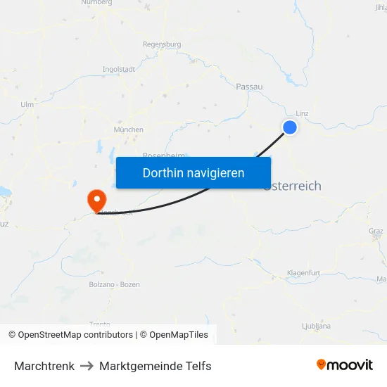 Marchtrenk to Marktgemeinde Telfs map