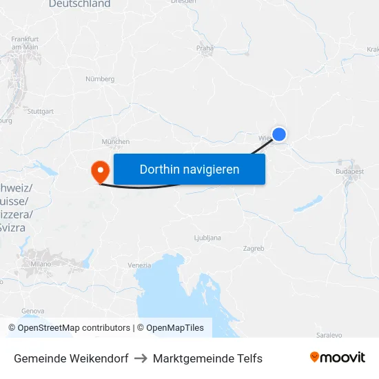 Gemeinde Weikendorf to Marktgemeinde Telfs map