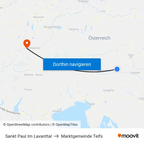 Sankt Paul Im Lavanttal to Marktgemeinde Telfs map