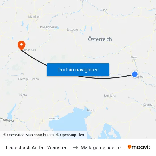 Leutschach An Der Weinstraße to Marktgemeinde Telfs map