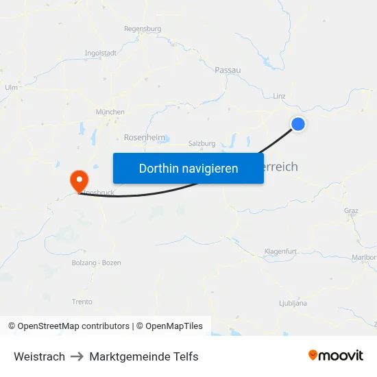 Weistrach to Marktgemeinde Telfs map