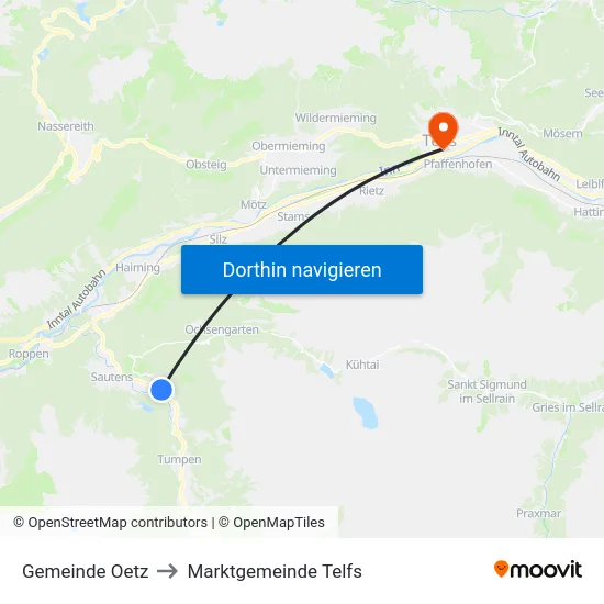 Gemeinde Oetz to Marktgemeinde Telfs map