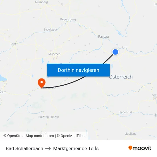 Bad Schallerbach to Marktgemeinde Telfs map