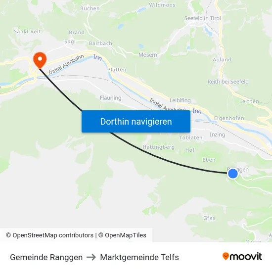 Gemeinde Ranggen to Marktgemeinde Telfs map