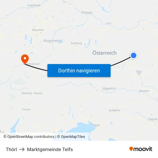 Thörl to Marktgemeinde Telfs map