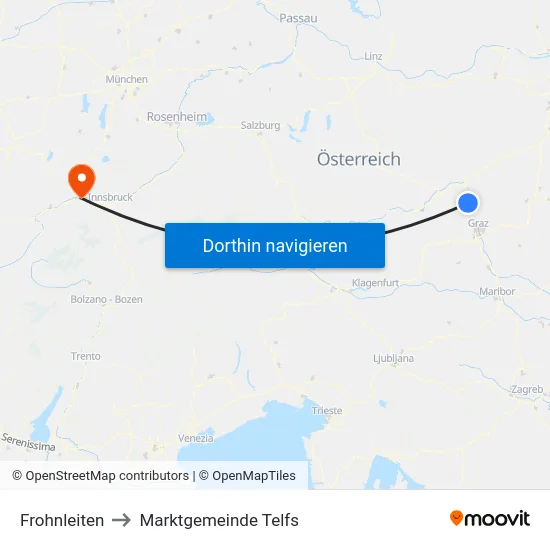 Frohnleiten to Marktgemeinde Telfs map