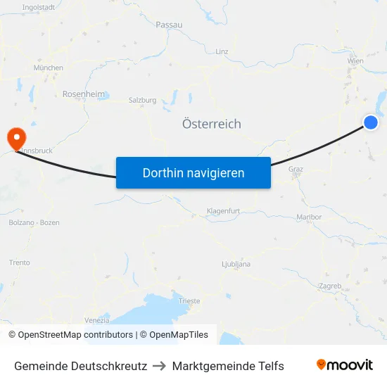 Gemeinde Deutschkreutz to Marktgemeinde Telfs map