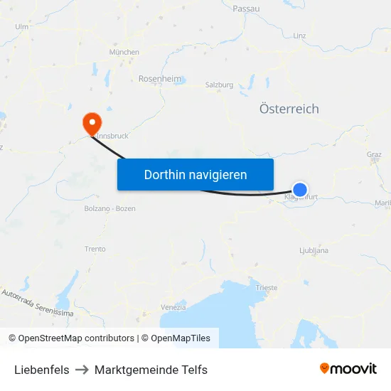 Liebenfels to Marktgemeinde Telfs map