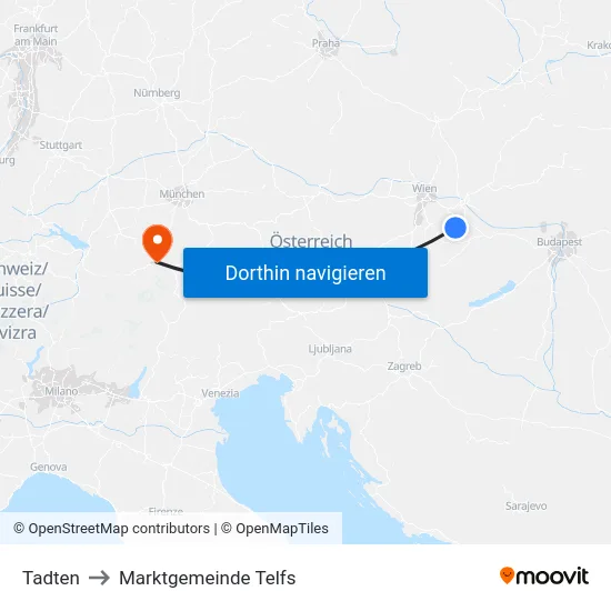 Tadten to Marktgemeinde Telfs map