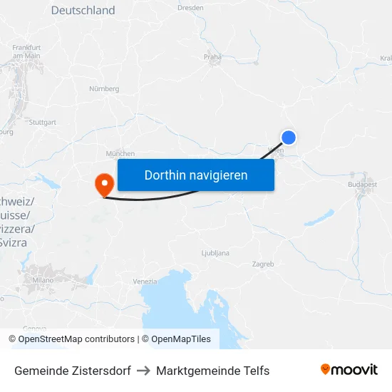 Gemeinde Zistersdorf to Marktgemeinde Telfs map