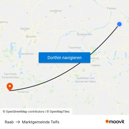Raab to Marktgemeinde Telfs map