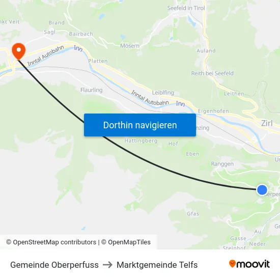 Gemeinde Oberperfuss to Marktgemeinde Telfs map