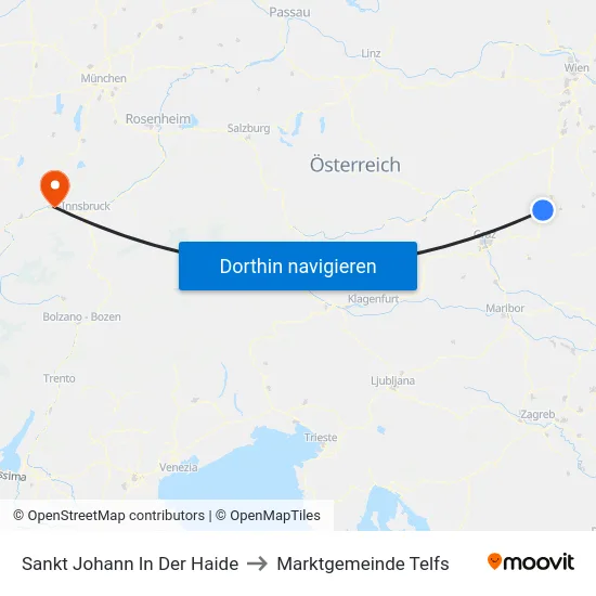 Sankt Johann In Der Haide to Marktgemeinde Telfs map