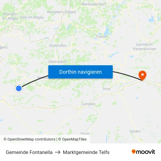 Gemeinde Fontanella to Marktgemeinde Telfs map