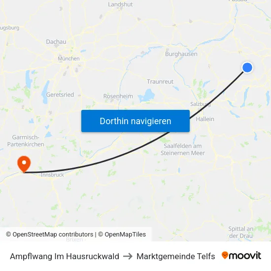 Ampflwang Im Hausruckwald to Marktgemeinde Telfs map