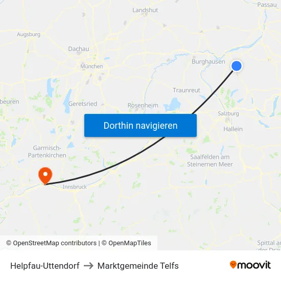 Helpfau-Uttendorf to Marktgemeinde Telfs map