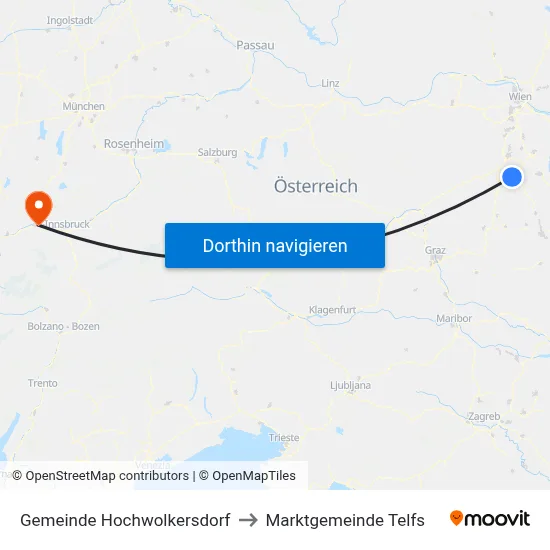 Gemeinde Hochwolkersdorf to Marktgemeinde Telfs map