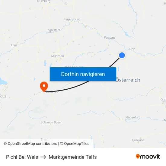 Pichl Bei Wels to Marktgemeinde Telfs map