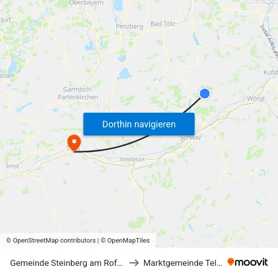 Gemeinde Steinberg am Rofan to Marktgemeinde Telfs map