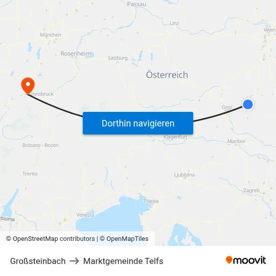 Großsteinbach to Marktgemeinde Telfs map